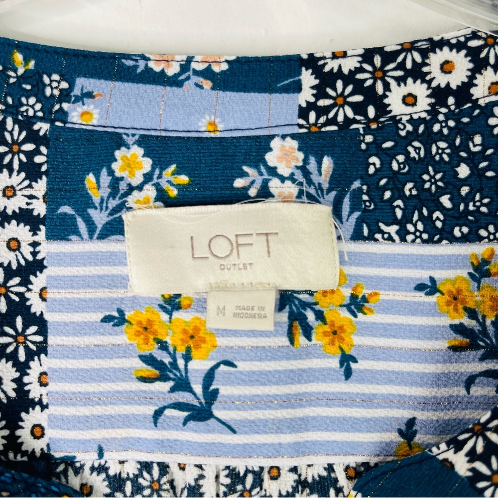 Loft Blue White Floral Patchwork Cottagecore Popo… - image 6